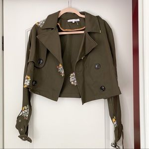 English Factory Green Embroidered Floral Jacket